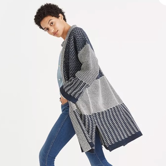 Madewell 100% Merino Wool 'Patchwork Collage' Cardigan - Picture 3 of 14